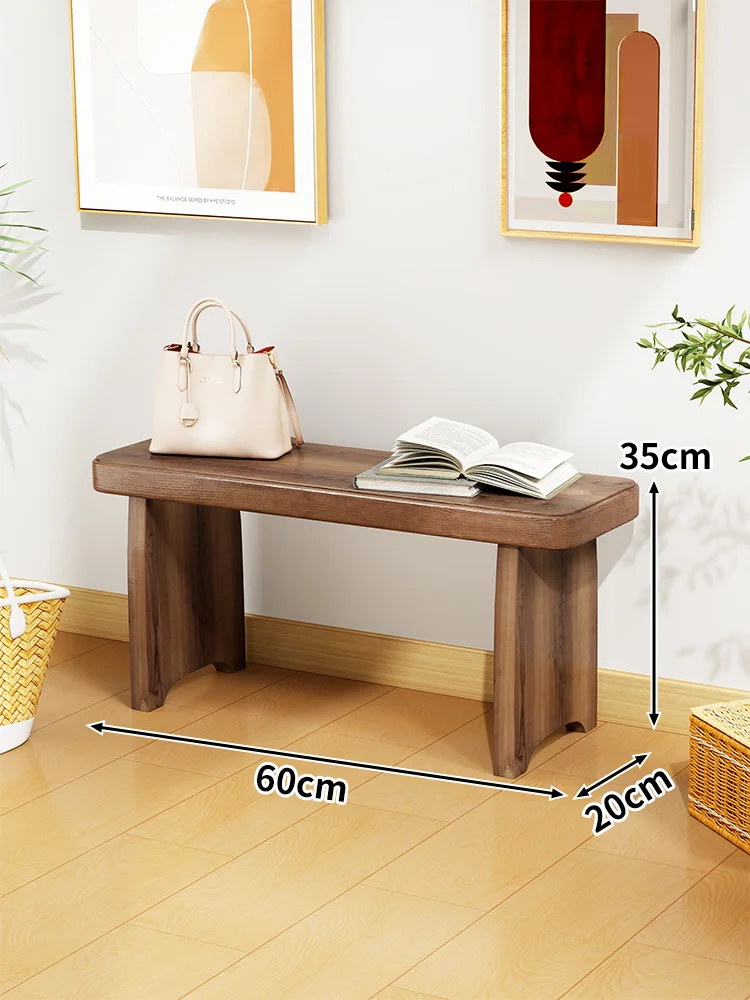 Solid Wood Entryway Bench - Multi-Purpose Stool For Living Room, Sofa Side Table &Amp; Shoe Storage, Rustic Home Decor Solid Wood Entryway Bench - Multi-Purpose Stool For Living Room, Sofa Side Table &Amp; Shoe Storage, Rustic Home Decor - Image 9