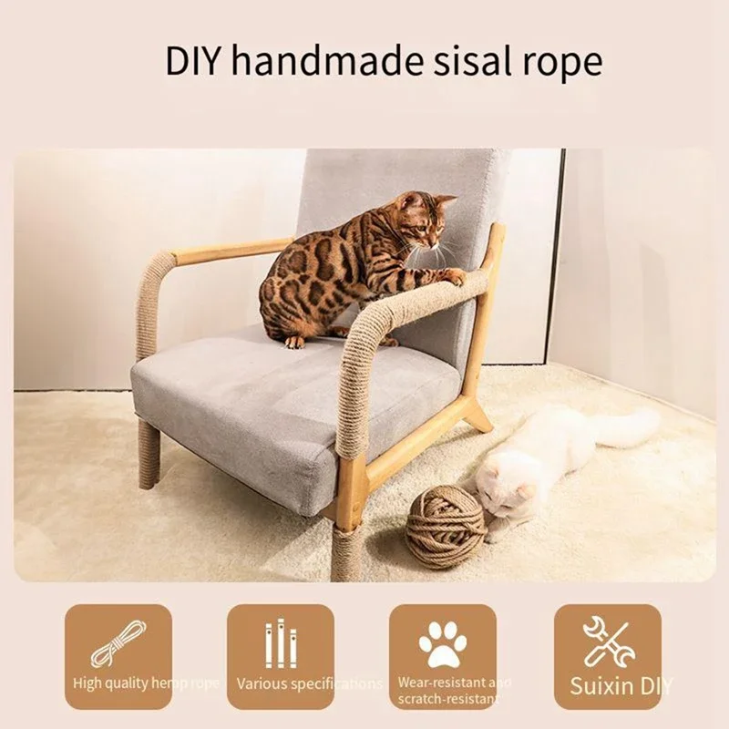 20/50M Pet Cat Scratch Durable Scratch Pole Climbing Frame Fine Sword Hemp Rope Pet Cat Scratchers 20/50M Pet Cat Scratch Durable Scratch Pole Climbing Frame Fine Sword Hemp Rope Pet Cat Scratchers - Image 4