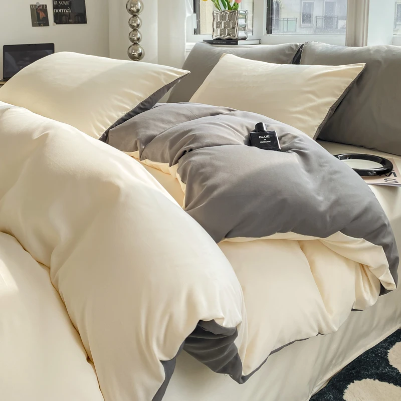 Ins Style Solid Color Duvet Cover Set Washed Cotton Bedclothes Comforter Cover Pillowcase Soft Bedding Sets Quilt Covers 220X240 Ins Style Solid Color Duvet Cover Set Washed Cotton Bedclothes Comforter Cover Pillowcase Soft Bedding Sets Quilt Covers 220X240 - Image 9