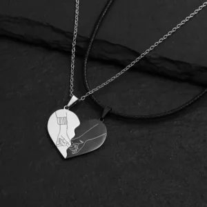 Mode Edelstahl Herz Puzzle Lock Schlüssel Anhänger Paar Halskette Anhänger Halsketten Für Liebhaber Valentinstag Schmuck