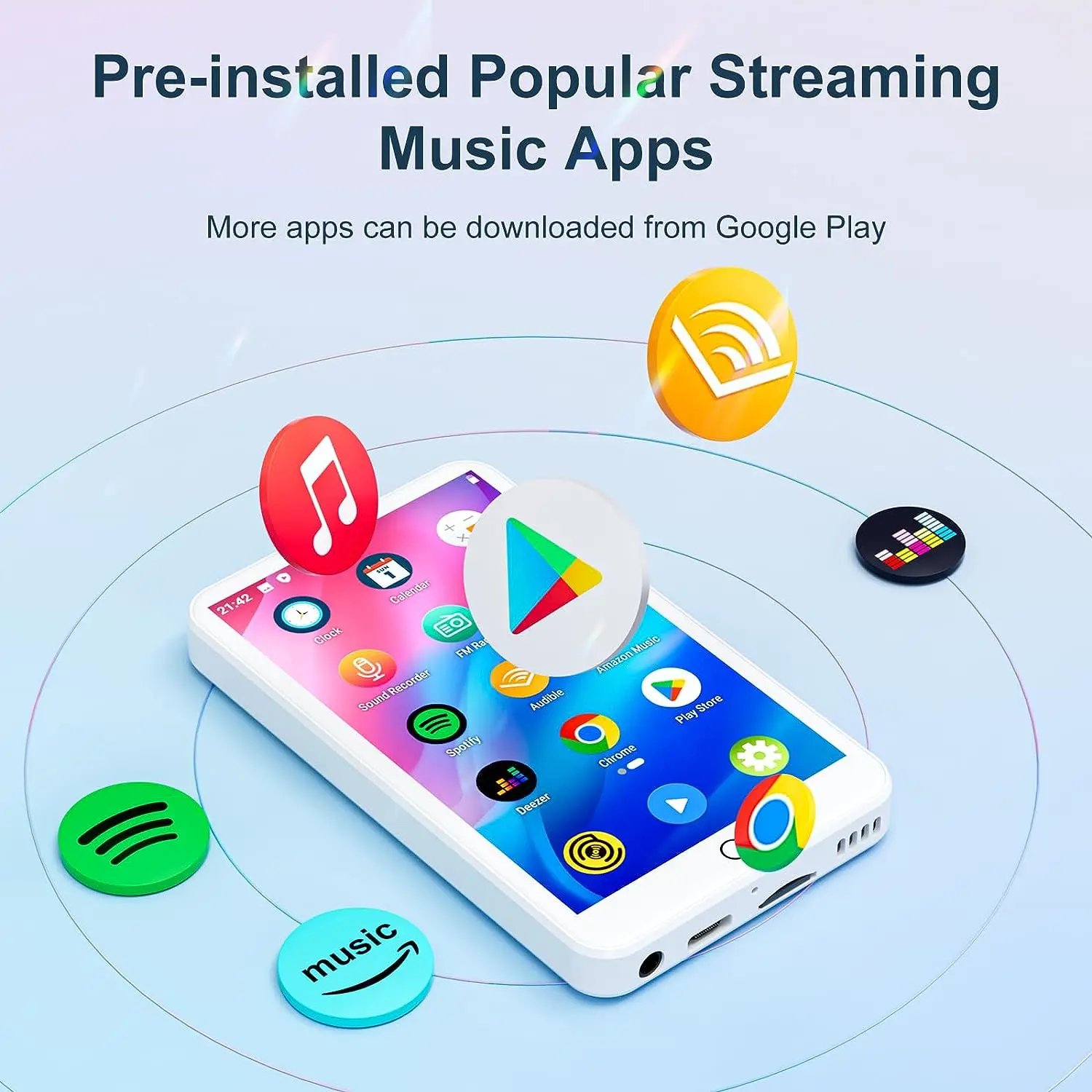 Mechen Mp3-Player Mit Android 9.0 – Bluetooth &Amp; Wlan, Mp3/Mp4-Player Mit Spotify, Audible, Pandora Und Speichererweiterung Bis 512 Gb (Weiß) Mechen Mp3-Player Mit Android 9.0 – Bluetooth &Amp; Wlan, Mp3/Mp4-Player Mit Spotify, Audible, Pandora Und Speichererweiterung Bis 512 Gb (Weiß) - Image 3
