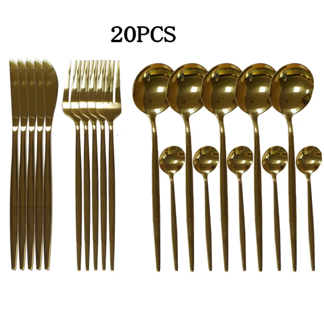 20 Stücke Gold Geschirr Set Edelstahl Besteck Set Spiegel Besteck Messer Gabel Löffel Geschirr Besteck Set Spülmaschine Sicher 20 Stücke Gold Geschirr Set Edelstahl Besteck Set Spiegel Besteck Messer Gabel Löffel Geschirr Besteck Set Spülmaschine Sicher - Image 2