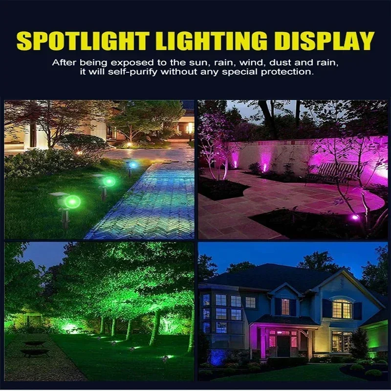 9-Led Solar-Landschaftsstrahler Rgb – Ip65 Wasserdichte Außenbeleuchtung Mit Einstellbarer Helligkeit Für Garten, Hof Und Palmen 9-Led Solar-Landschaftsstrahler Rgb – Ip65 Wasserdichte Außenbeleuchtung Mit Einstellbarer Helligkeit Für Garten, Hof Und Palmen - Image 2