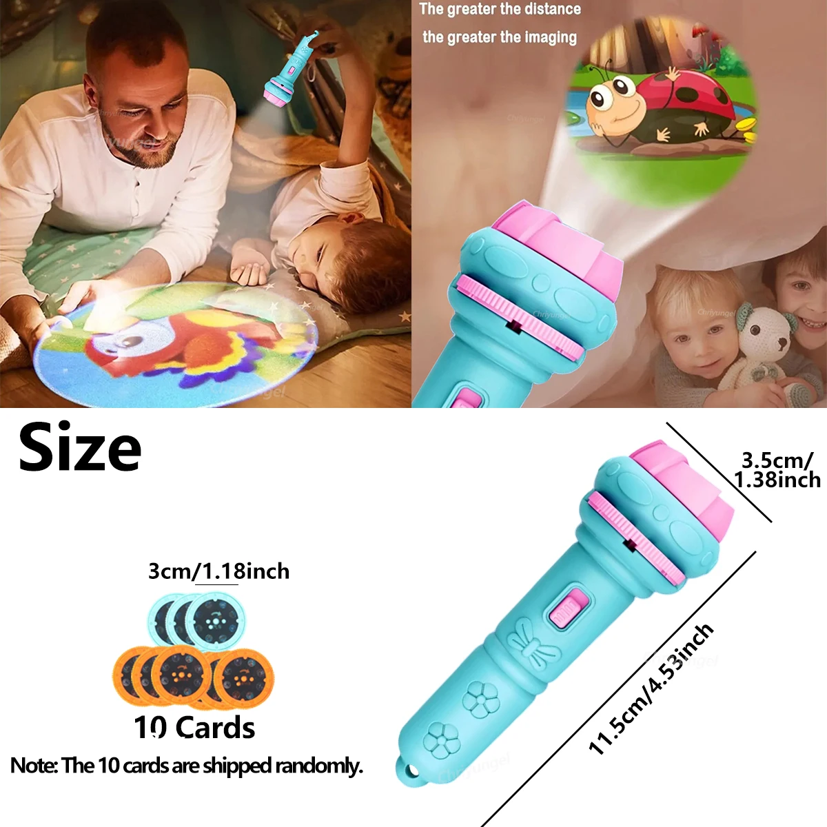 10 Cards Cartoon Projection Flashlight 80 Patterns Creative Children Flashlight Toy Projector Baby Toys Bedtime Story Book Toy 10 Cards Cartoon Projection Flashlight 80 Patterns Creative Children Flashlight Toy Projector Baby Toys Bedtime Story Book Toy - Image 6