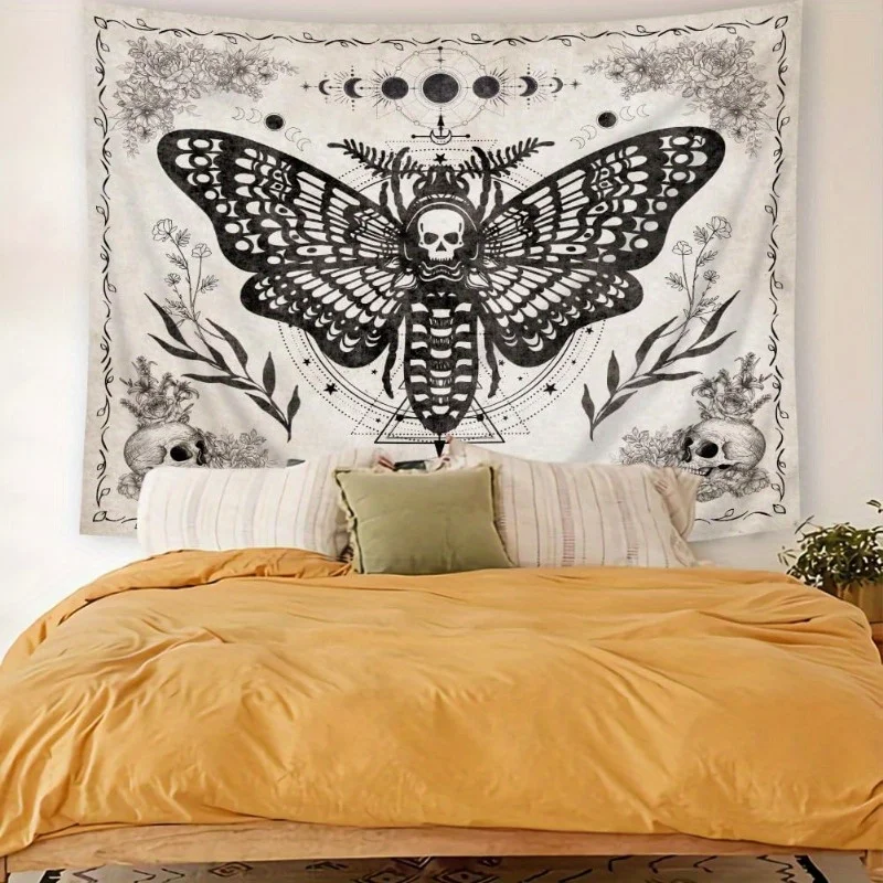 Vikama Night Moth Skull Tapestry Gothic Style Bedroom Decor Dark Theme Room Accent Party Living Room Home Decor Vikama Night Moth Skull Tapestry Gothic Style Bedroom Decor Dark Theme Room Accent Party Living Room Home Decor