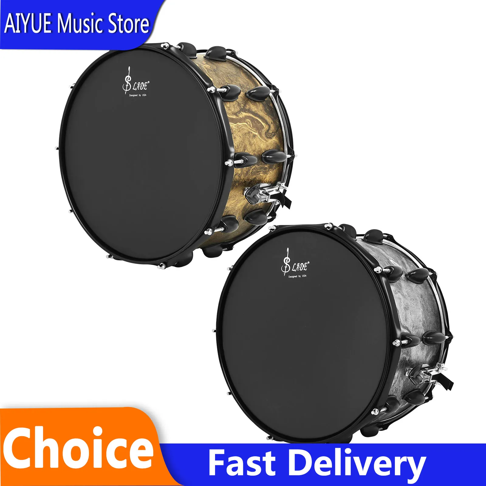 Slade Snare Drum 14X8 Zoll Premium Pappelholz-Trommelgehäuse 10-Lug Snare Drum Set Mit Trommelstöcken Professionelles Percussion-Instrument Slade Snare Drum 14X8 Zoll Premium Pappelholz-Trommelgehäuse 10-Lug Snare Drum Set Mit Trommelstöcken Professionelles Percussion-Instrument
