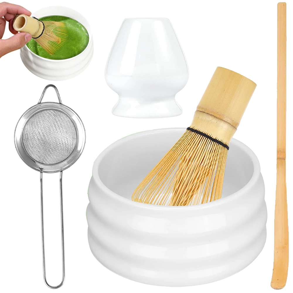 100% Bambus Matcha Besen, Keramikbesenhalter, Schale, Löffel Und Sieb Set – Gleichmäßig Angeordnete Fäden Für Schaumigen, Klumpenfreien Matcha-Tee – Achtsamkeitsgeschenk 100% Bambus Matcha Besen, Keramikbesenhalter, Schale, Löffel Und Sieb Set – Gleichmäßig Angeordnete Fäden Für Schaumigen, Klumpenfreien Matcha-Tee – Achtsamkeitsgeschenk