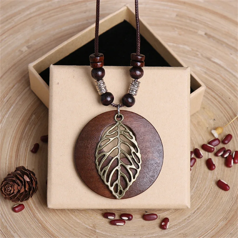Vintage Folk Stil Holz Perlen Anhänger Halskette Für Frauen Choker Lange Wachs Gewinde Zink-Legierung Pullover Kleid Halskette Vintage Folk Stil Holz Perlen Anhänger Halskette Für Frauen Choker Lange Wachs Gewinde Zink-Legierung Pullover Kleid Halskette - Image 8