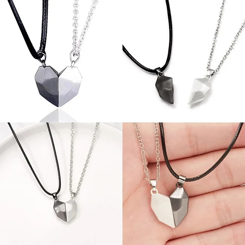 Gute Einfache Qualität Paar Anhänger Halskette Elektrokardiogramm, Magnetisches Herz, Anhänger Spleißen Halskette Valentinstag Geschenke Gute Einfache Qualität Paar Anhänger Halskette Elektrokardiogramm, Magnetisches Herz, Anhänger Spleißen Halskette Valentinstag Geschenke - Image 6