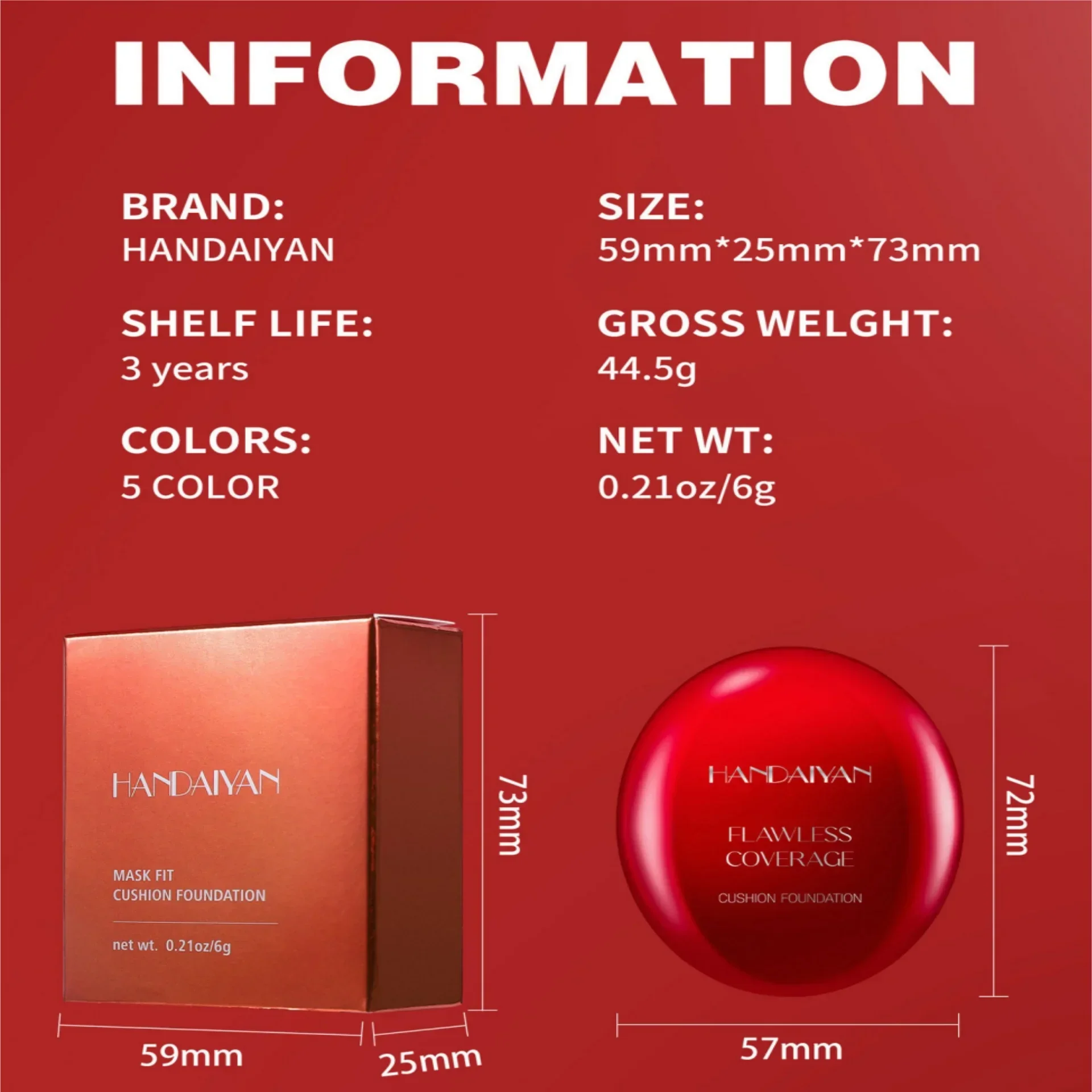 Korean Air Cushion Foundation – Leichter, Natürlicher, Feuchtigkeitsspendender Concealer, Aufhellende, Ölkontrollierende, Langanhaltende Make-Up-Basis Für Damen Korean Air Cushion Foundation – Leichter, Natürlicher, Feuchtigkeitsspendender Concealer, Aufhellende, Ölkontrollierende, Langanhaltende Make-Up-Basis Für Damen - Image 6