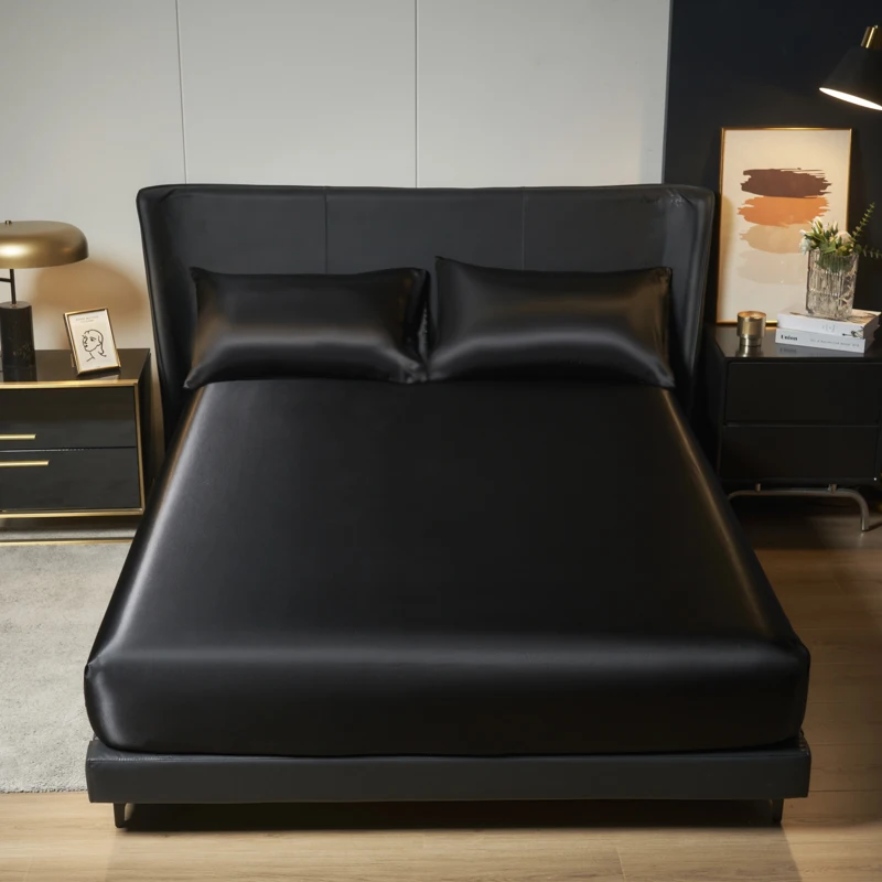 1/3Pc Satin Fitted Sheet Solid Colour Single Twin Full Queen King Ice Silk Mattress Cover Natural With Elastic Band Bed Sheet 1/3Pc Satin Fitted Sheet Solid Colour Single Twin Full Queen King Ice Silk Mattress Cover Natural With Elastic Band Bed Sheet
