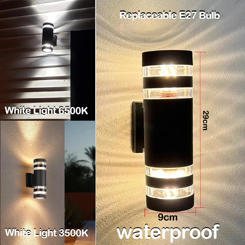 Led-Außenwandleuchten, E27, Nach Oben Und Unten, Außenwandleuchte, Ip65, Wasserdichte Led-Wandleuchte Für Veranda, Haustür, Garten, Wandleuchte Led-Außenwandleuchten, E27, Nach Oben Und Unten, Außenwandleuchte, Ip65, Wasserdichte Led-Wandleuchte Für Veranda, Haustür, Garten, Wandleuchte - Image 6