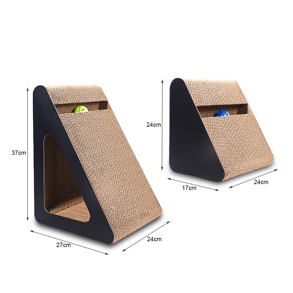 2 In 1 Cat Scratcher Cardboard Triangles Shaped With Spinnings Balls Sturdy Anti-Scratch Relieves Cat Stress Toy For Pet Use 2 In 1 Cat Scratcher Cardboard Triangles Shaped With Spinnings Balls Sturdy Anti-Scratch Relieves Cat Stress Toy For Pet Use - Image 13