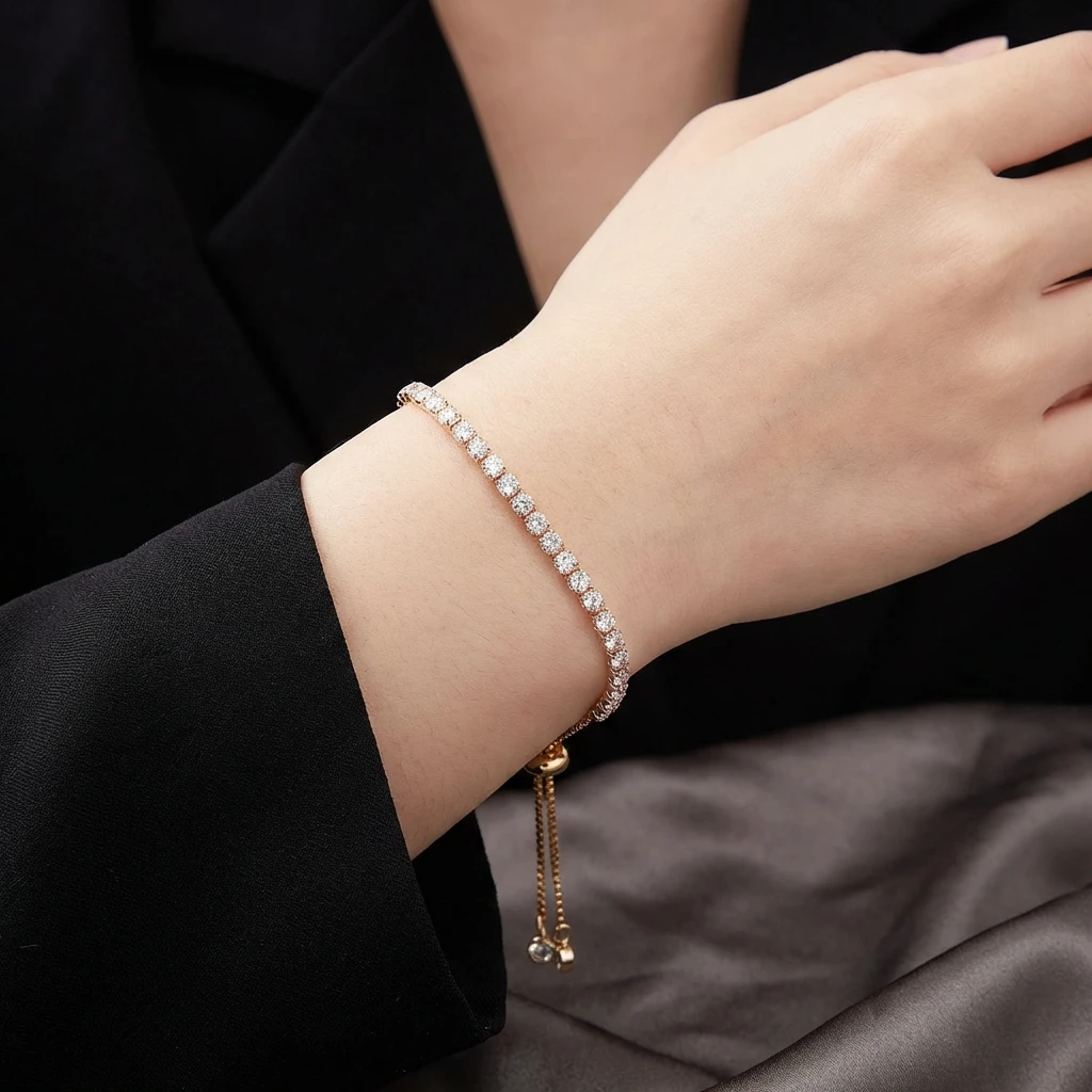 Funkelnde Zirkon-Tennisarmbänder Für Damen Modische Kristallketten-Handarmbänder Trendige Party-Verlobungs-Hochzeits-Charm-Schmuckstücke Funkelnde Zirkon-Tennisarmbänder Für Damen Modische Kristallketten-Handarmbänder Trendige Party-Verlobungs-Hochzeits-Charm-Schmuckstücke - Image 4