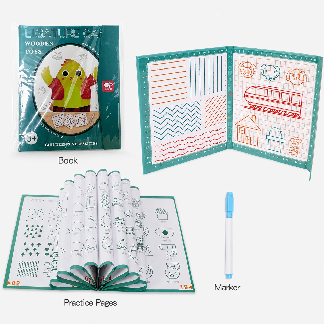 Kids Tracing Drawing Book Reusable Dry Erase Writing Practice Board Montessori Educational Toy With Marker Ages 3+ Kids Tracing Drawing Book Reusable Dry Erase Writing Practice Board Montessori Educational Toy With Marker Ages 3+ - Image 6