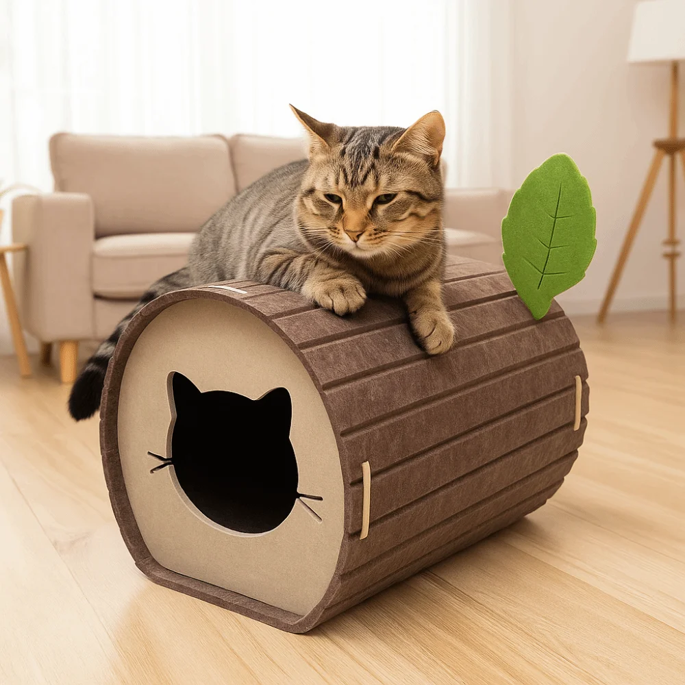 Lustiges Filzhöhlen-Katzenhaus, Baumloch, Faltbarer Katzenkratzbaum, Halbgeschlossenes, Verschleißfestes Katzenbett Zum Kratzen/Schlafen Von Katzen Lustiges Filzhöhlen-Katzenhaus, Baumloch, Faltbarer Katzenkratzbaum, Halbgeschlossenes, Verschleißfestes Katzenbett Zum Kratzen/Schlafen Von Katzen - Image 3