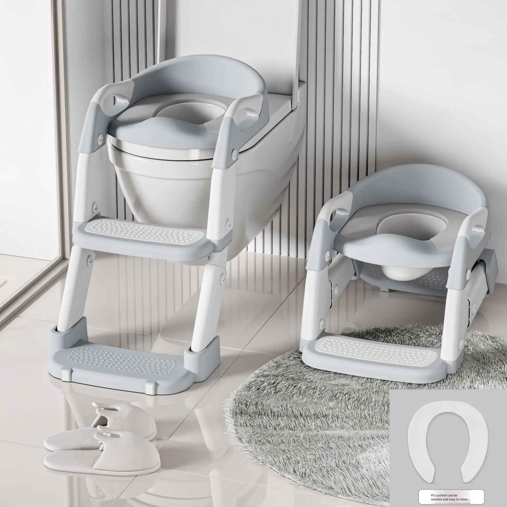 Kids Toilet Step Stool Potty Training Seat With Ladder Boys Girls Baby Toilet Seat Adjustable Step-On Stool For Adult Toilet Kids Toilet Step Stool Potty Training Seat With Ladder Boys Girls Baby Toilet Seat Adjustable Step-On Stool For Adult Toilet - Image 8