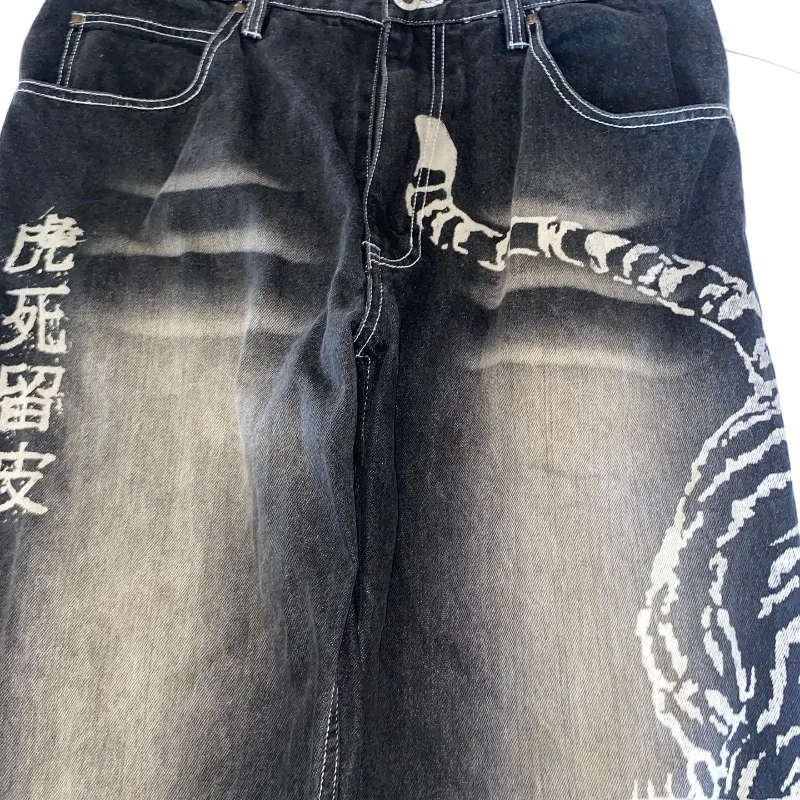 2025 Fashion New Oversized Pattern Printing Baggy Jeans Men Y2K Street Vintage Rock Casual Straight High Waist Wide Leg Trousers 2025 Fashion New Oversized Pattern Printing Baggy Jeans Men Y2K Street Vintage Rock Casual Straight High Waist Wide Leg Trousers - Image 3