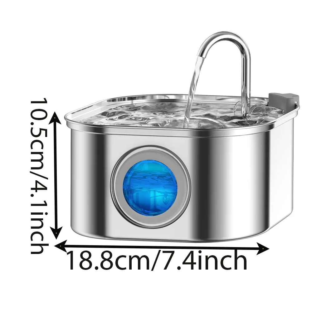 Transparent Window Cat Water Dispenser With Sensor 3.2L/108Oz Super Quiet&Amp; Pets Auto Filter Stainless Steel Cats Water Fountain Transparent Window Cat Water Dispenser With Sensor 3.2L/108Oz Super Quiet&Amp; Pets Auto Filter Stainless Steel Cats Water Fountain - Image 10
