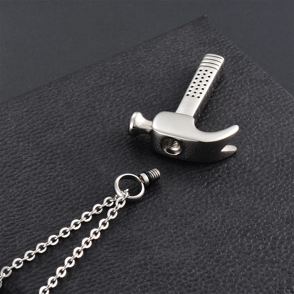 Hammer-Urnen-Halskette Für Asche, Gedenkschmuck, Aschebehälter Aus Edelstahl, Andenken-Anhänger-Halskette Für Männer Und Frauen Hammer-Urnen-Halskette Für Asche, Gedenkschmuck, Aschebehälter Aus Edelstahl, Andenken-Anhänger-Halskette Für Männer Und Frauen - Image 3
