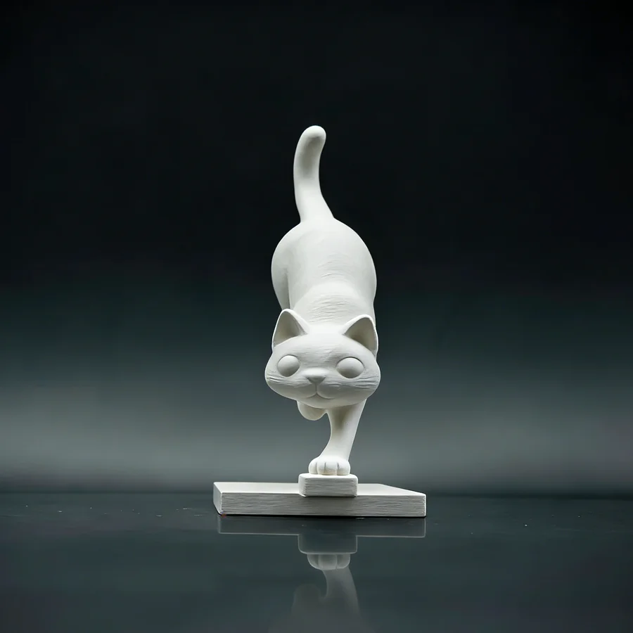 Modern White Leaping Cat Sculpture, Geometric Minimalist Home Decor For Living Room &Amp; Desk, Ideal Gift For Cat Lovers Modern White Leaping Cat Sculpture, Geometric Minimalist Home Decor For Living Room &Amp; Desk, Ideal Gift For Cat Lovers - Image 2