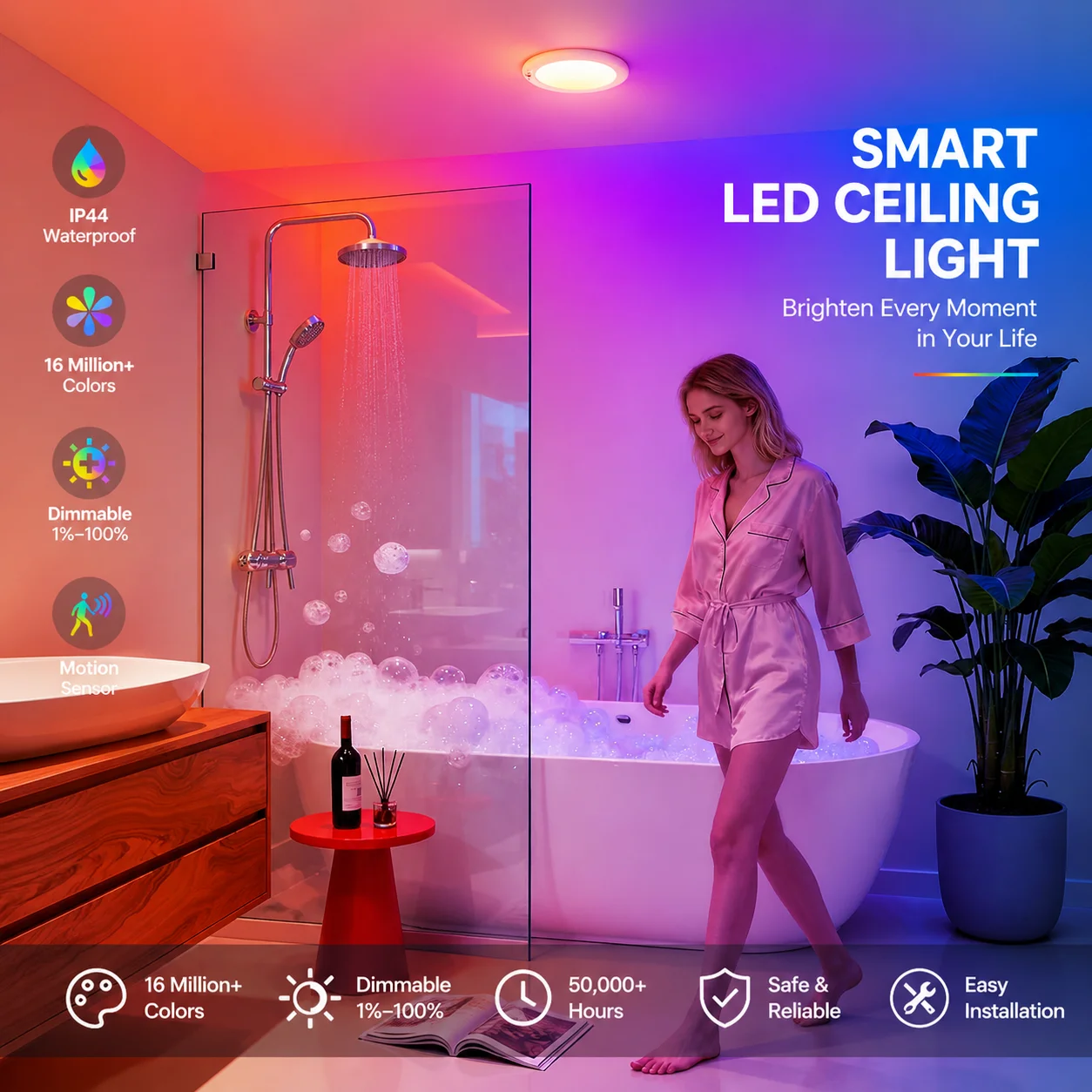 Rgb &Amp; Warmweiße Bewegungssensor-Deckenleuchte, Usb-C Aufladbare Fernbedienbare Led-Lampe, Magnetisch Kabellos Für Küche Und Schrank Rgb &Amp; Warmweiße Bewegungssensor-Deckenleuchte, Usb-C Aufladbare Fernbedienbare Led-Lampe, Magnetisch Kabellos Für Küche Und Schrank - Image 6