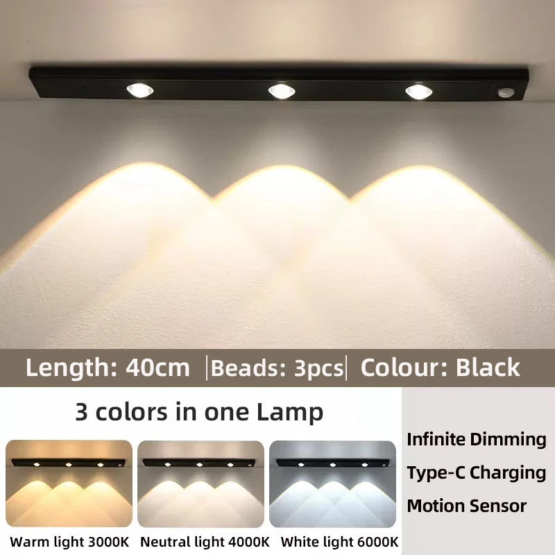 Weiße/Schwarze Led-Schrankleuchte, Usb Wiederaufladbar, Bewegungsmelder, Led-Licht Für Küche, Kleiderschrank, Schrankbeleuchtung, 20 Cm/30 Cm/40 Cm/50 Cm Weiße/Schwarze Led-Schrankleuchte, Usb Wiederaufladbar, Bewegungsmelder, Led-Licht Für Küche, Kleiderschrank, Schrankbeleuchtung, 20 Cm/30 Cm/40 Cm/50 Cm - Image 7