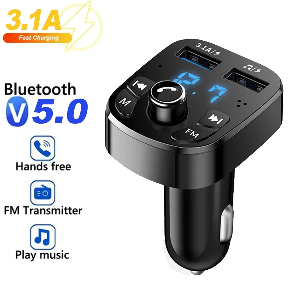 Freisprecheinrichtung Bluetooth 5.0 Mp3 Auto-Ladegerät Fm-Transmitter Kabelloser Dual-Player Bluetooth Led-Anzeige Dual-Usb-Autoladegerät Freisprecheinrichtung Bluetooth 5.0 Mp3 Auto-Ladegerät Fm-Transmitter Kabelloser Dual-Player Bluetooth Led-Anzeige Dual-Usb-Autoladegerät