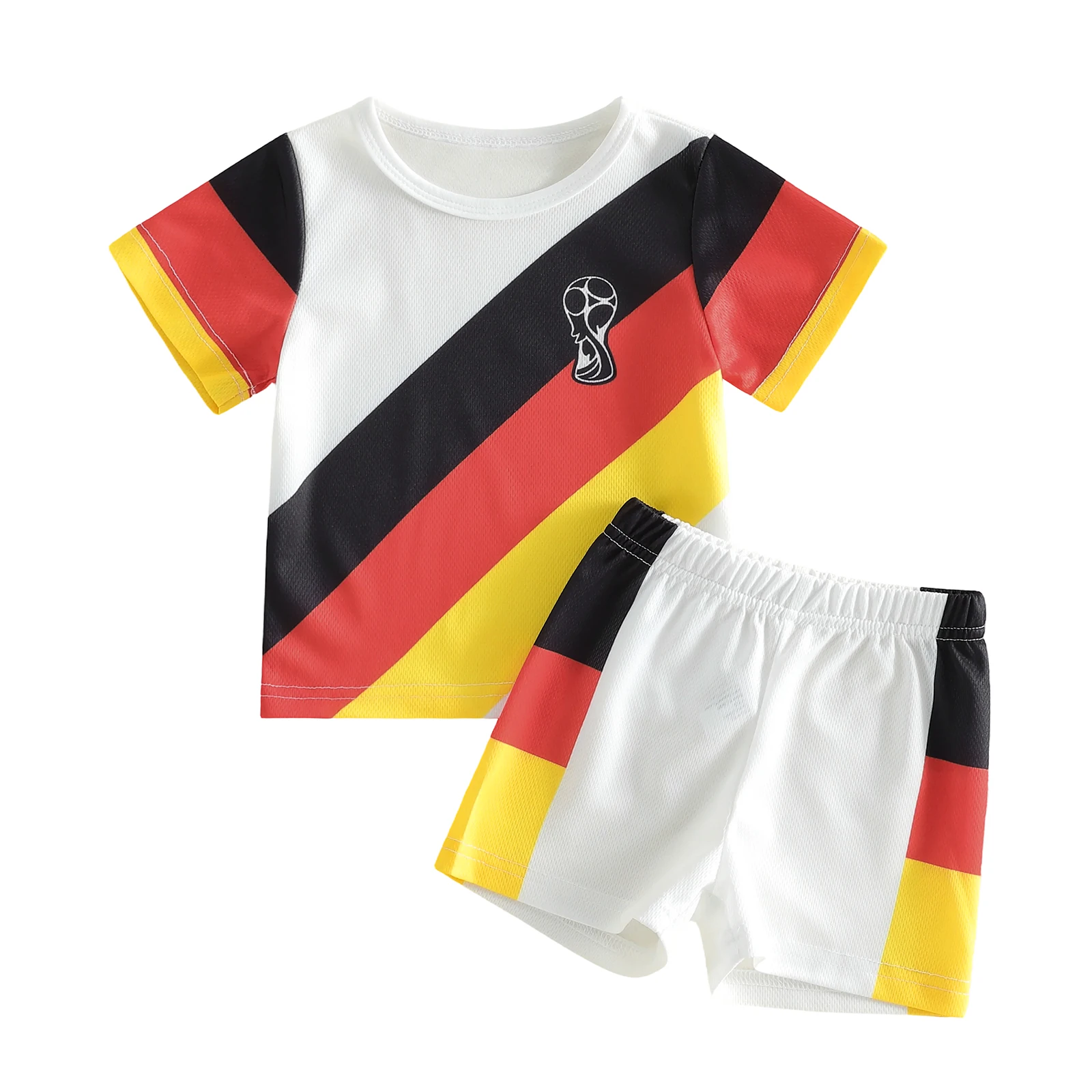 Kleinkind Baby Fußball-Outfit Verschiedene Team-Designs Rundhals Kurzarm Trikot Und Shorts 2-Teiliges Set Kleinkind Baby Fußball-Outfit Verschiedene Team-Designs Rundhals Kurzarm Trikot Und Shorts 2-Teiliges Set – Bild 9