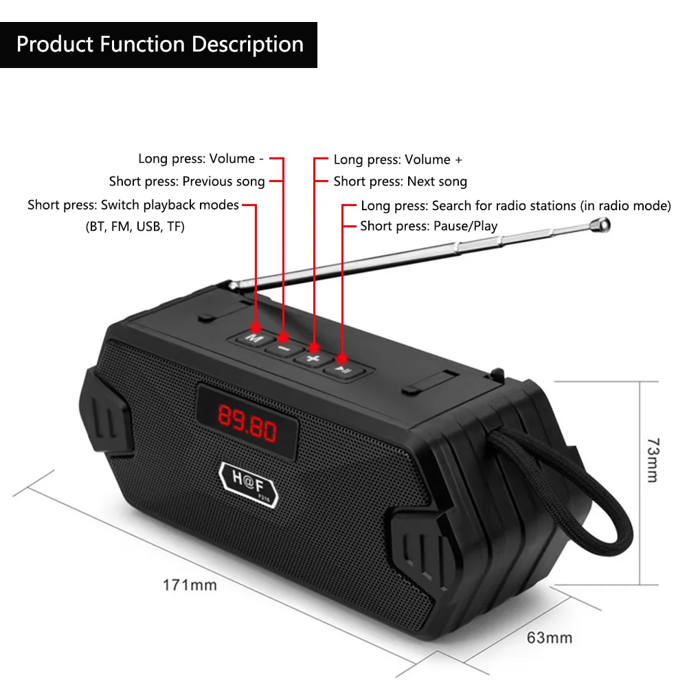 Tragbarer Bluetooth-Lautsprecher Mit Fm-Radio, Usb, Aux, Tf &Amp; Mp3 – Kabellose Soundbox Für Telefon, Pc, Outdoor &Amp; Freizeit Tragbarer Bluetooth-Lautsprecher Mit Fm-Radio, Usb, Aux, Tf &Amp; Mp3 – Kabellose Soundbox Für Telefon, Pc, Outdoor &Amp; Freizeit - Image 6