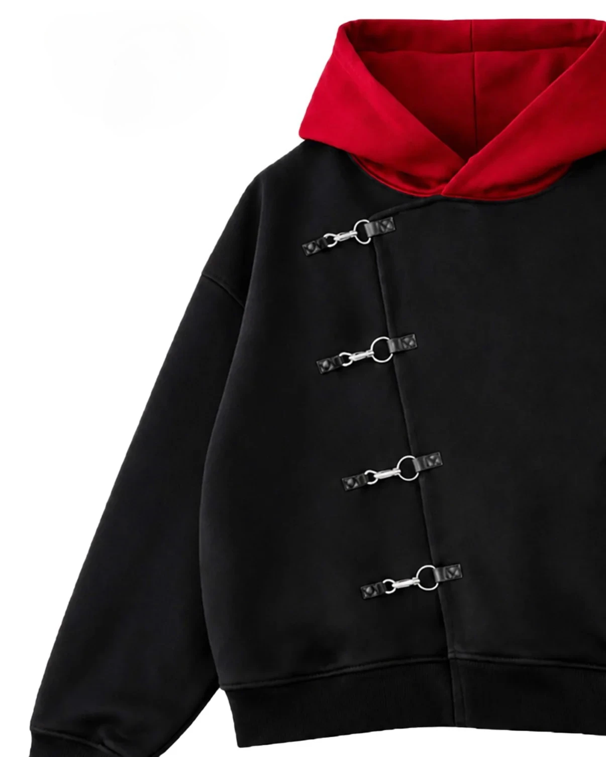 Y2K Red Itadori Hoodie, Übergroßes, Schwarz-Rotes, Gespleißtes Sweatshirt Mit Metallknöpfen, Trendige Und Schlichte Streetwear-Jacke Für Männer Und Frauen Y2K Red Itadori Hoodie, Übergroßes, Schwarz-Rotes, Gespleißtes Sweatshirt Mit Metallknöpfen, Trendige Und Schlichte Streetwear-Jacke Für Männer Und Frauen - Image 3
