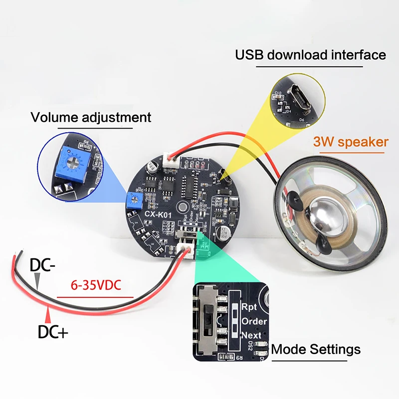 Auto-Sprachmodul Mit 4-Kanal-Auslöser – Lautsprechermodul Mit Tonalarm, Rückfahrhorn &Amp; Elektronik-Kit Für Fahrzeuganwendungen Auto-Sprachmodul Mit 4-Kanal-Auslöser – Lautsprechermodul Mit Tonalarm, Rückfahrhorn &Amp; Elektronik-Kit Für Fahrzeuganwendungen - Image 3