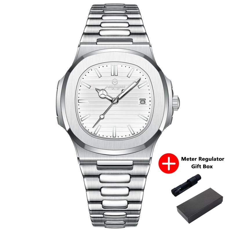 Luxuriöse Quadratische Herren-Armbanduhr, Elegant, Wasserdicht, Leuchtend, Mit Datumsanzeige, Edelstahl, Quarzuhren Für Herren, Weihnachtsgeschenk + Box Reloj Luxuriöse Quadratische Herren-Armbanduhr, Elegant, Wasserdicht, Leuchtend, Mit Datumsanzeige, Edelstahl, Quarzuhren Für Herren, Weihnachtsgeschenk + Box Reloj - Image 7