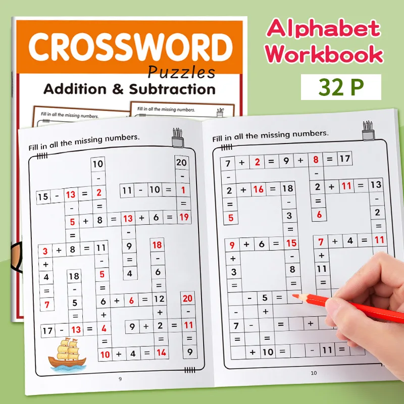 32 Seiten Kreuzworträtsel Addition Subtraktion Mathe-Arbeitsbuch Für 3–8 Jahre 32 Seiten Kreuzworträtsel Addition Subtraktion Mathe-Arbeitsbuch Für 3–8 Jahre - Image 6