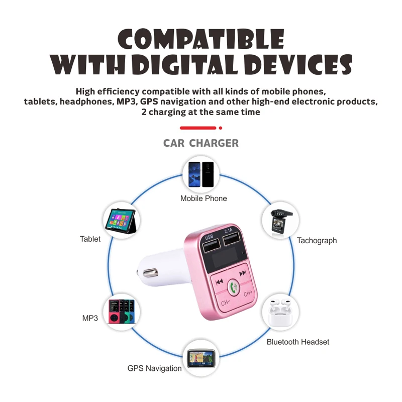 Tragbarer Bluetooth-Auto-Mp3-Player Mit 5.3 Fm-Transmitter, Dual-Usb-Schnellladegerät, Audioempfänger &Amp; Freisprechfunktion Tragbarer Bluetooth-Auto-Mp3-Player Mit 5.3 Fm-Transmitter, Dual-Usb-Schnellladegerät, Audioempfänger &Amp; Freisprechfunktion - Image 3