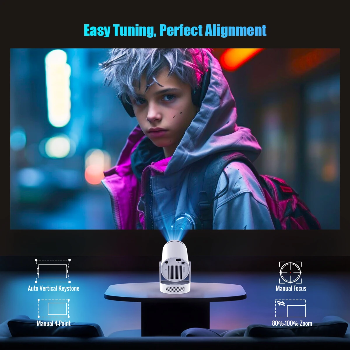 Magcubic Hy300 Pro Mini-Beamer Mit Android 14, 8K, 290 Ansi, Dual-Wlan &Amp; Bluetooth 5.0 – Tragbarer 180°-Projektor Für Heimkino &Amp; Outdoor Magcubic Hy300 Pro Mini-Beamer Mit Android 14, 8K, 290 Ansi, Dual-Wlan &Amp; Bluetooth 5.0 – Tragbarer 180°-Projektor Für Heimkino &Amp; Outdoor - Image 5