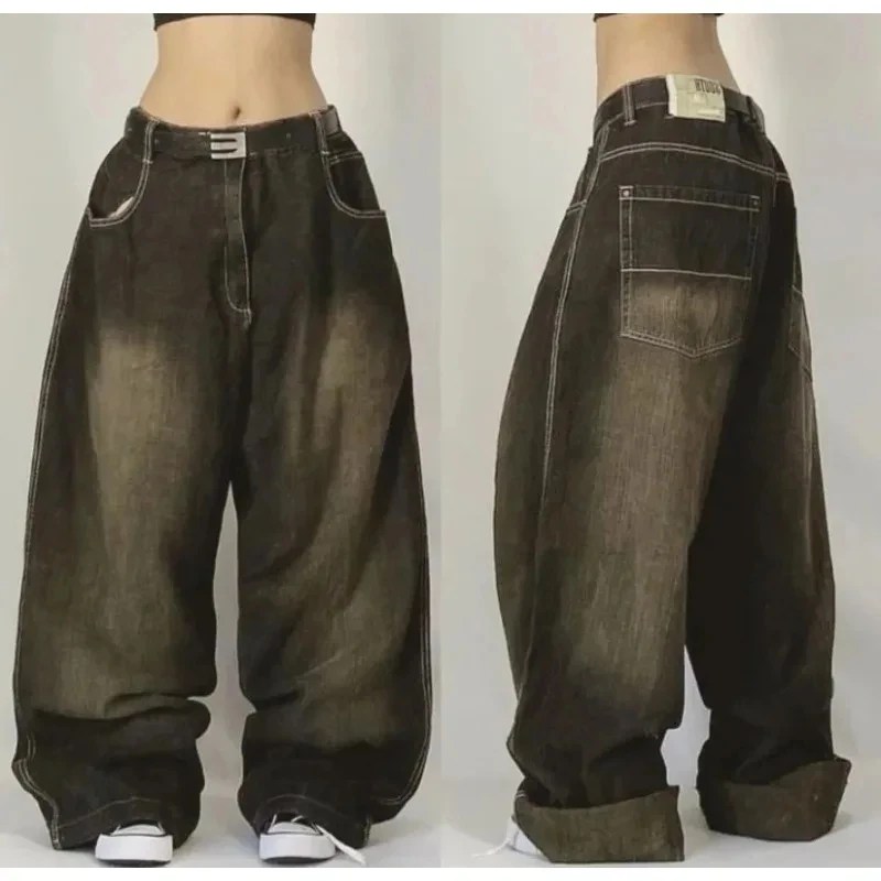 American New Fashion Oversize Pattern Embroidered Baggy Jeans Men Y2K Gothic Harajuku Hip Hop Straight High Waist Wide Leg Pants American New Fashion Oversize Pattern Embroidered Baggy Jeans Men Y2K Gothic Harajuku Hip Hop Straight High Waist Wide Leg Pants - Image 8