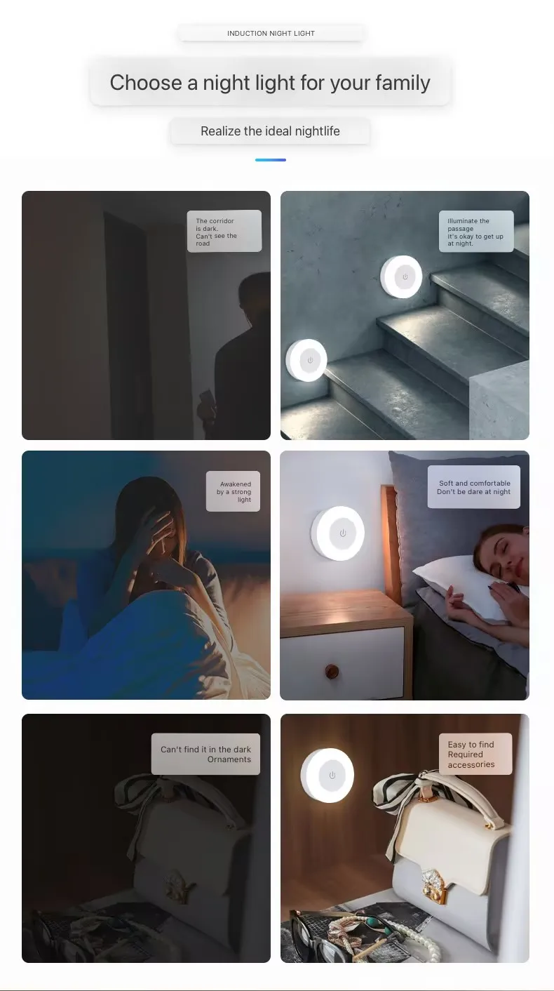 Energiesparende Led-Nachtlichter Mit Berührungssensor, Usb-Aufladbar, Magnetische Wandleuchte Für Zimmer, Flur, Schlafzimmer, Runde Tragbare Nachtlampe Energiesparende Led-Nachtlichter Mit Berührungssensor, Usb-Aufladbar, Magnetische Wandleuchte Für Zimmer, Flur, Schlafzimmer, Runde Tragbare Nachtlampe - Image 4