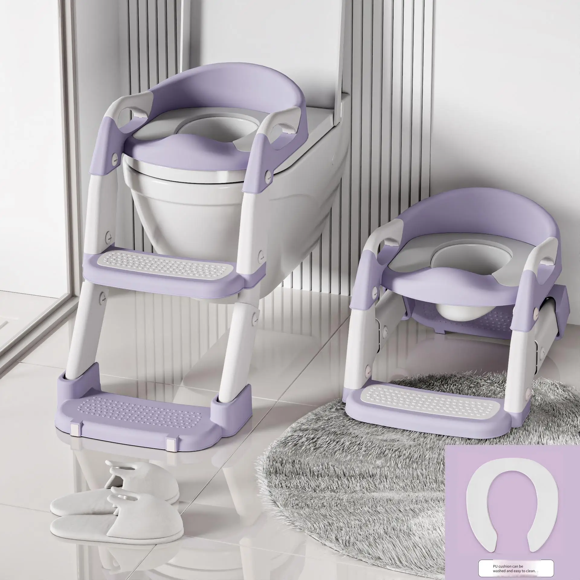 Kids Toilet Step Stool Potty Training Seat With Ladder Boys Girls Baby Toilet Seat Adjustable Step-On Stool For Adult Toilet Kids Toilet Step Stool Potty Training Seat With Ladder Boys Girls Baby Toilet Seat Adjustable Step-On Stool For Adult Toilet - Image 7