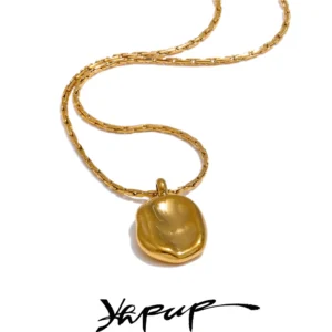 Yhpup Einfache Edelstahl Metall Quadrat Hammer Anhänger Halskette Gold Silber Farbe 18K PVD Überzogene Mode Kragen Schmuck