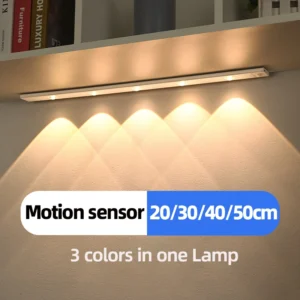 Weiße/schwarze LED-Schrankleuchte, USB wiederaufladbar, Bewegungsmelder, LED-Licht für Küche, Kleiderschrank, Schrankbeleuchtung, 20 cm/30 cm/40 cm/50 cm