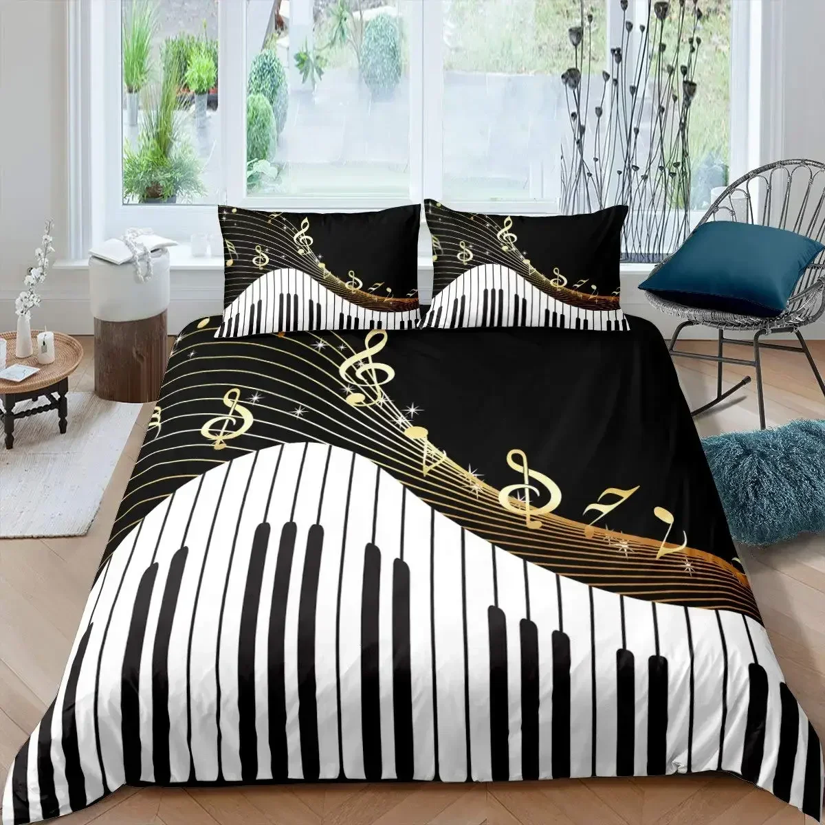 Musik Bettwäsche Set Klavier Tastatur Musik Note Bettbezug Queen Size Bettwäsche Tröster Mikrofaser Gitarre Polyester Bettwäsche Sets Musik Bettwäsche Set Klavier Tastatur Musik Note Bettbezug Queen Size Bettwäsche Tröster Mikrofaser Gitarre Polyester Bettwäsche Sets - Image 7