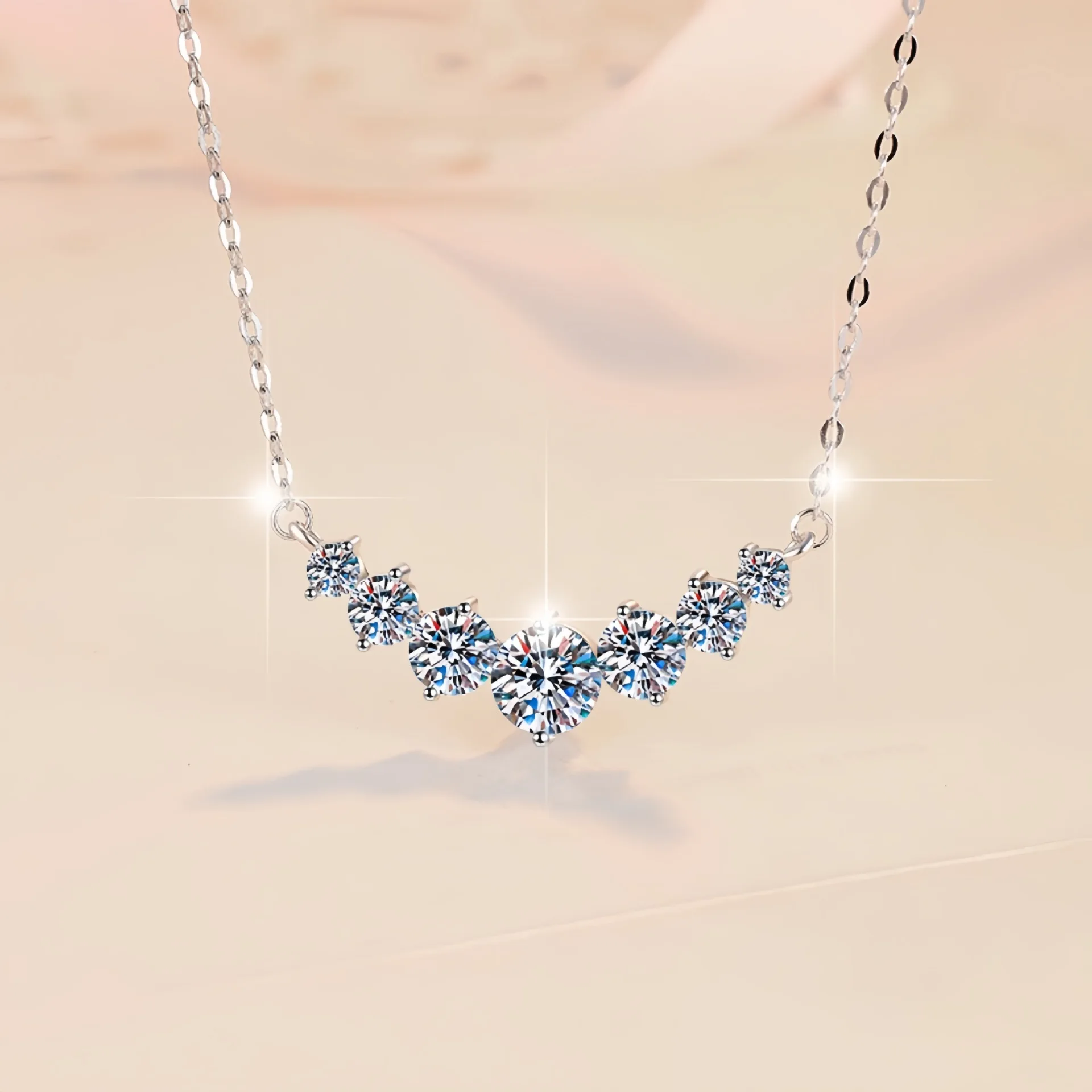 Halskette Aus 925Er-Sterlingsilber, 5A-Zirkon, Modisch Für Damen, Hochzeit, Schmuck, Verlobung, Charm, Party, Geschenk, Feine Kette Halskette Aus 925Er-Sterlingsilber, 5A-Zirkon, Modisch Für Damen, Hochzeit, Schmuck, Verlobung, Charm, Party, Geschenk, Feine Kette - Image 2
