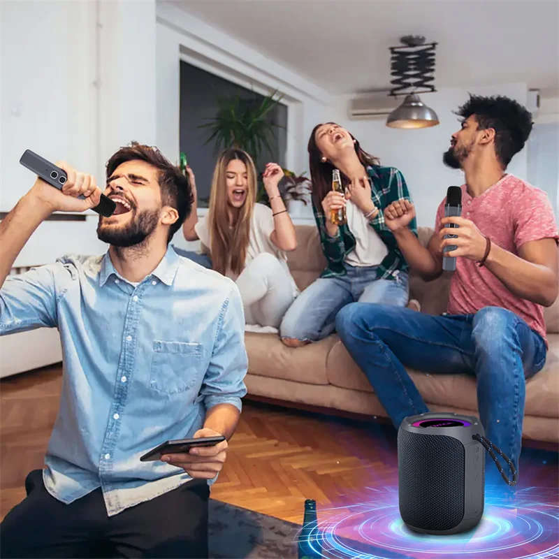 40 W Tragbarer Bluetooth-Lautsprecher – 360° Stereo-Subwoofer, Ipx7 Wasserdicht, Mit Licht Und Zwei Mikrofonen Für Karaoke 40 W Tragbarer Bluetooth-Lautsprecher – 360° Stereo-Subwoofer, Ipx7 Wasserdicht, Mit Licht Und Zwei Mikrofonen Für Karaoke - Image 5