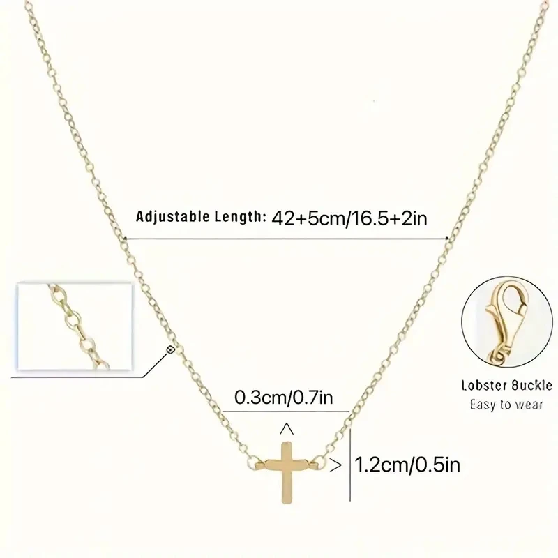 Eine Halskette Mit Kreuzanhänger, 14 Karat Vergoldet, Stilvolle, Einfache Halskette Mit Kreuzanhänger. Glaube, Geeignet Als Alltägliches Geschenk Für Damen Eine Halskette Mit Kreuzanhänger, 14 Karat Vergoldet, Stilvolle, Einfache Halskette Mit Kreuzanhänger. Glaube, Geeignet Als Alltägliches Geschenk Für Damen - Image 4