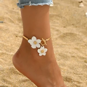 Kirschblüten-Fußkettchen für Damen und Mädchen, Sommer, Strand, Urlaub, Fußzubehör, goldfarben, Fußkettchen, Kette, Bein, Armbänder, Hochzeitsgeschenke