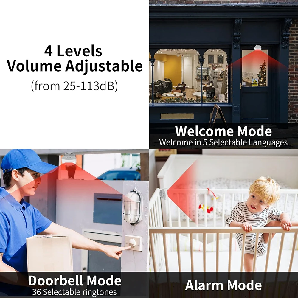 Kabellose Bewegungsmelder-Türklingel Mit Pir-Sensor – Besucheranzeige Mit Alarmton Für Zuhause, Geschäft, Shop &Amp; Eingangsbereich Kabellose Bewegungsmelder-Türklingel Mit Pir-Sensor – Besucheranzeige Mit Alarmton Für Zuhause, Geschäft, Shop &Amp; Eingangsbereich - Image 4