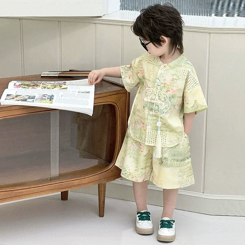 Fashion Baby Tang Costume Tops Pants Two-Piece Set Boy Outfit Casual Children'S Sets Summer Tweens Boys Hanfu Suit Kids Clothing Fashion Baby Tang Costume Tops Pants Two-Piece Set Boy Outfit Casual Children'S Sets Summer Tweens Boys Hanfu Suit Kids Clothing - Image 23