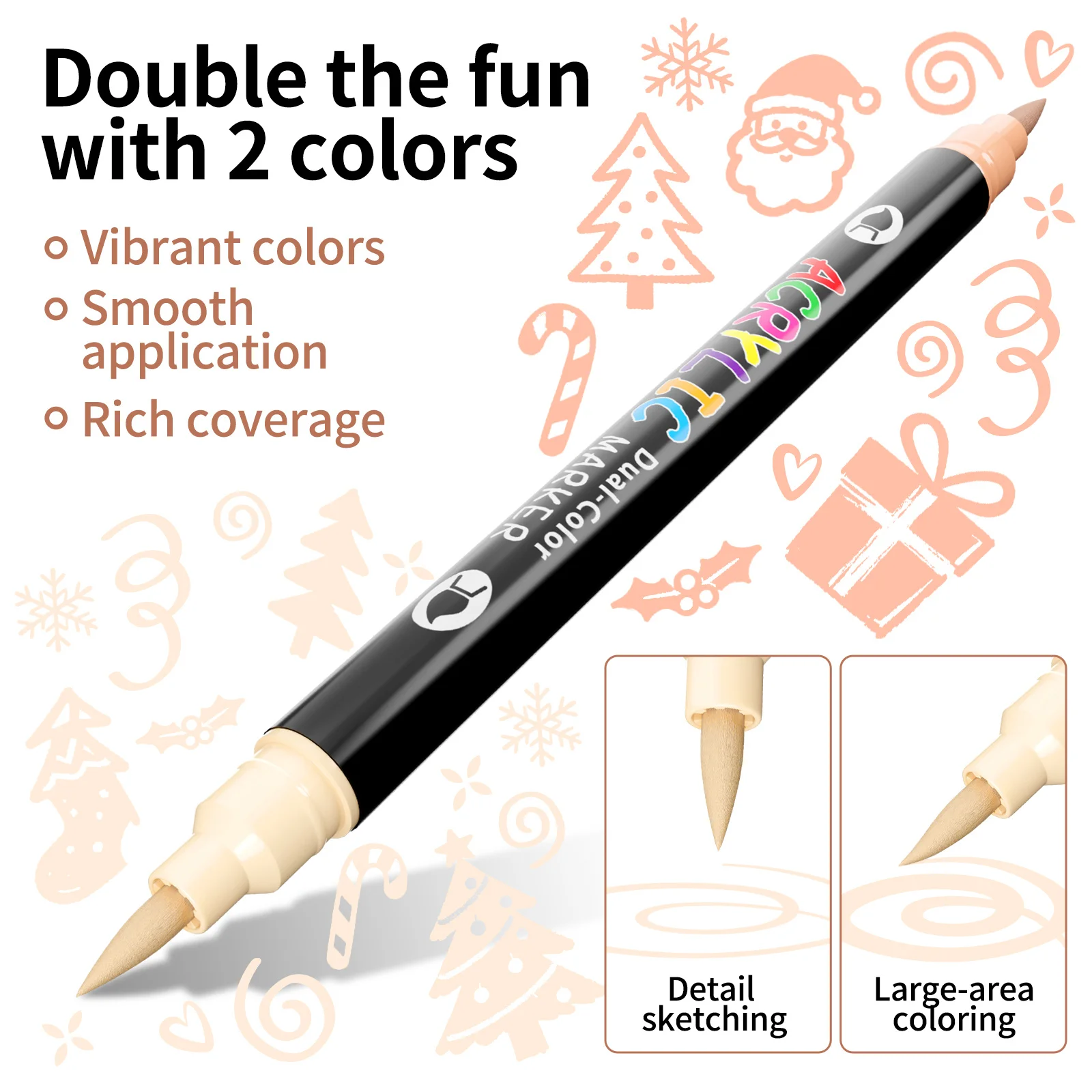 Flysea 48-Farben-Hautfarben-Acrylmarker Mit Doppelspitze – Weiche Pinselspitze + 1Mm Spitze, Ideal Für Kunstwerke Auf Stein, Holz, Glas Und Leinwand. Flysea 48-Farben-Hautfarben-Acrylmarker Mit Doppelspitze – Weiche Pinselspitze + 1Mm Spitze, Ideal Für Kunstwerke Auf Stein, Holz, Glas Und Leinwand. - Image 4