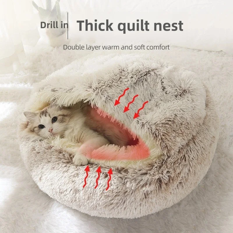 Autumn And Winter Soft Plush Pet Bed And Pet Bed Winter Warm And Cold Plush Comforter Nest Shell Cat Nest Semi-Enclosed Cat Nest Autumn And Winter Soft Plush Pet Bed And Pet Bed Winter Warm And Cold Plush Comforter Nest Shell Cat Nest Semi-Enclosed Cat Nest - Image 5